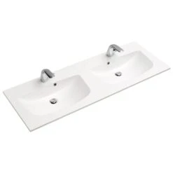 Pelipal Serie 6025 (Solitaire) Mineralmarmor-Doppelwaschtisch 132 Cm Mit LED-Zusatzbeleuchtung