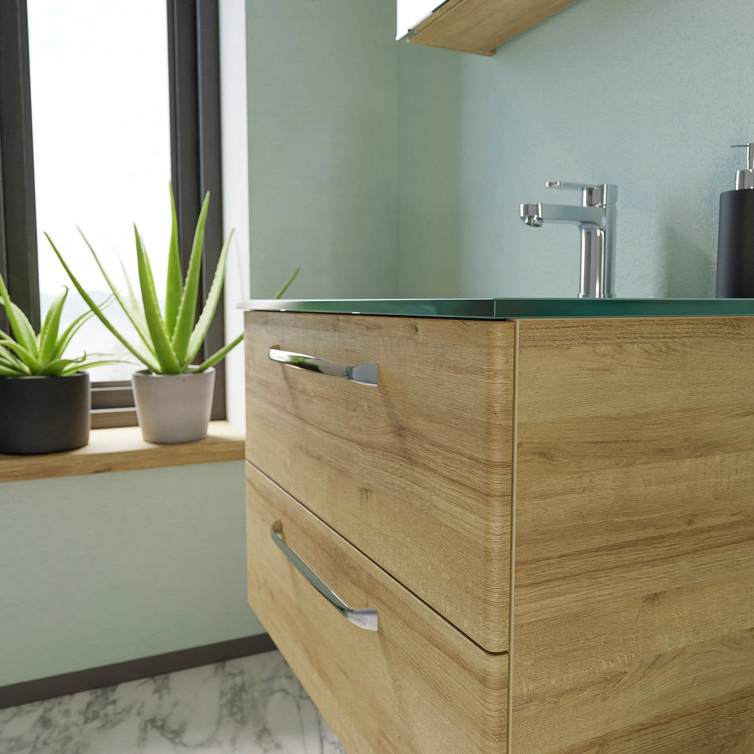 Pelipal Trentino Möbelkombination Mit Glaswaschtisch 77 Cm, SPS Mit LED Aufbauleuchte 3 Pelipal Trentino Möbelkombination Mit Glaswaschtisch 77 Cm, SPS Mit LED Aufbauleuchte – Bild 3