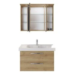 Pelipal Trentino Möbelkombination Mit Keramikwaschtisch 92 Cm, SPS 3D Mit LED Leuchte Im Kranzboden