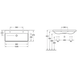 Villeroy & Boch Avento Schrankwaschtisch 100 X 47 Cm, Mit 1 Hahnloch Und Überlauf -Badmöbel Verkäufe hersteller villeroy boch avento waschtische schrankwaschtisch 863790