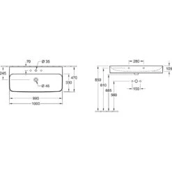 Villeroy & Boch Finion Waschtisch 100 Cm Mit Hahnloch, Ohne Überlauf -Badmöbel Verkäufe hersteller villeroy boch finion waschtische 100 1357622
