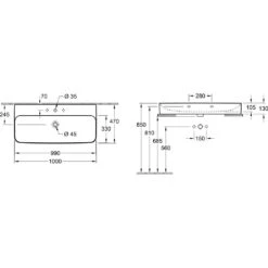 Villeroy & Boch Finion Aufsatzwaschtisch 100 Cm Mit Hahnloch, Ohne Überlauf Und Unterseite Geschliffen -Badmöbel Verkäufe hersteller villeroy boch finion waschtische aufsatzwaschtisch 1357607