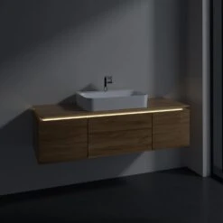 Villeroy & Boch Legato Waschtischunterschrank 140 X 38 Cm Mit 3 Auszügen Und LED Beleuchtung -Badmöbel Verkäufe hersteller villeroy boch legato badmoebel waschtischunterschraenke 9270023