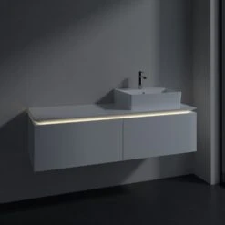 Villeroy & Boch Legato Waschtischunterschrank 140 Cm Mit LED-Beleuchtung, 2 Auszügen, Waschtisch Rechts -Badmöbel Verkäufe hersteller villeroy boch legato badmoebel waschtischunterschraenke 9320201