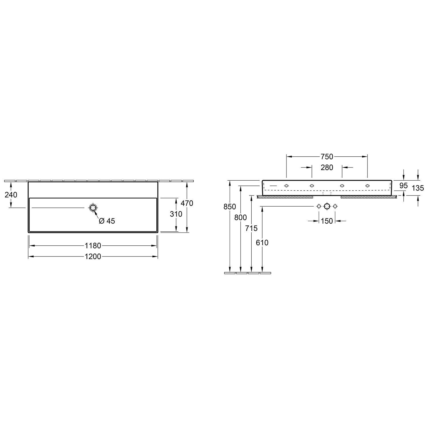Villeroy & Boch Memento 2.0 Waschtisch 120 Cm Ohne Hahnloch, Ohne Überlauf 3 Villeroy & Boch Memento 2.0 Waschtisch 120 Cm Ohne Hahnloch, Ohne Überlauf – Bild 3