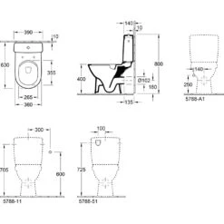 Villeroy & Boch O.novo Stand-Tiefspülklosett Compact Für Kombination, Spülrandlos -Badmöbel Verkäufe hersteller villeroy boch novo wc stand 1304321
