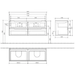 Villeroy & Boch Subway 2.0 Waschtischunterschrank XL 128,7 Cm, Griffe Silberfarbig Matt, 4 Auszüge -Badmöbel Verkäufe hersteller villeroy boch subway 2 badmoebel 615724