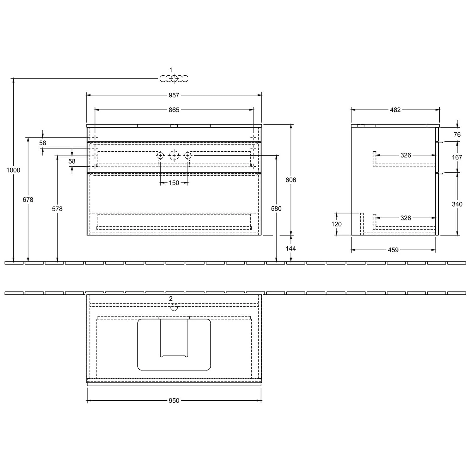 Villeroy & Boch Venticello Waschtischunterschrank XXL 95,7 Cm Für Aufsatzbecken Mittig 4 Villeroy & Boch Venticello Waschtischunterschrank XXL 95,7 Cm Für Aufsatzbecken Mittig – Bild 4