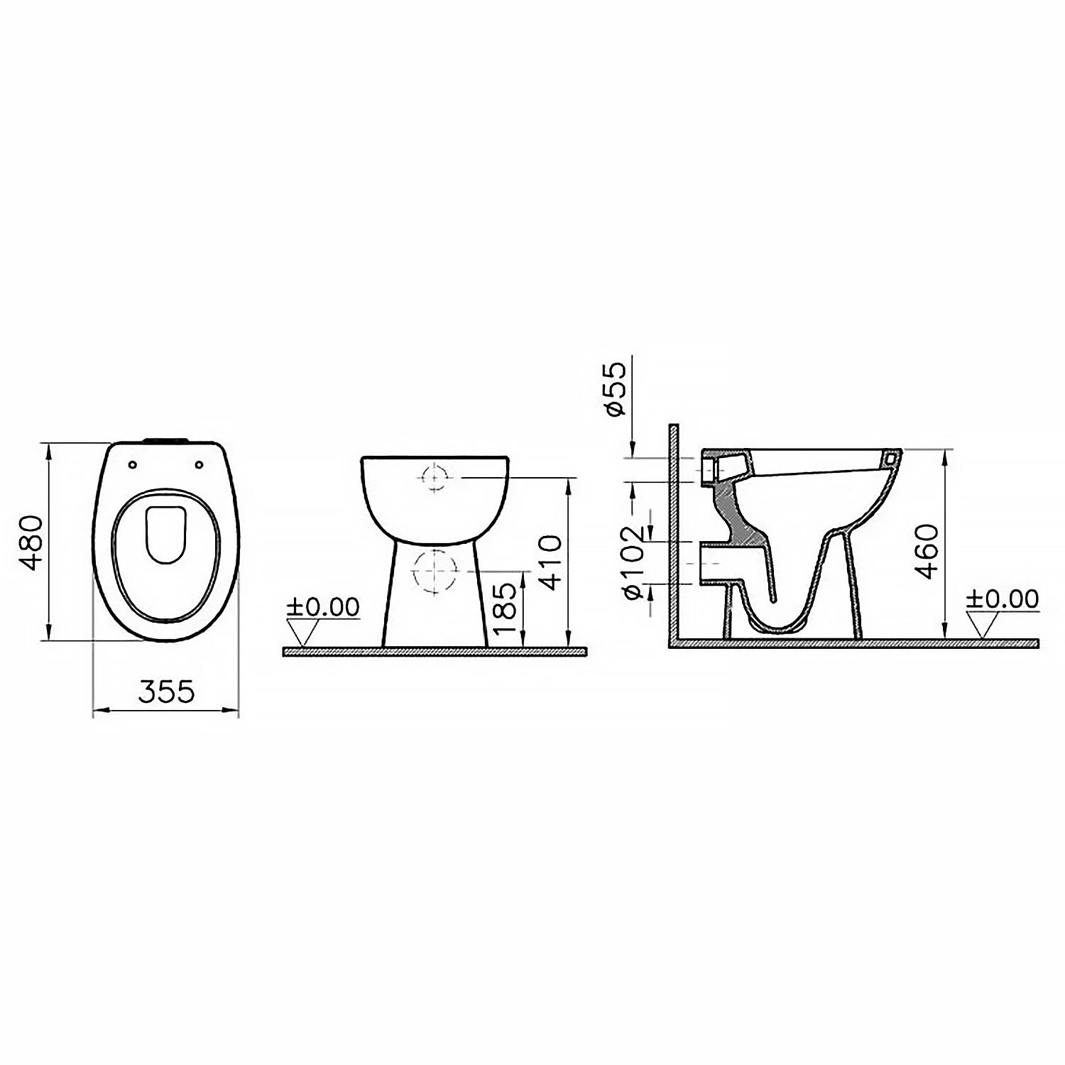 VitrA Conforma Stand-WC, Tiefspüler Mit Spülrand 2 VitrA Conforma Stand-WC, Tiefspüler Mit Spülrand – Bild 2