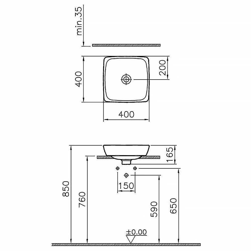 VitrA Metropole Aufsatzwaschtisch 39,5 X 40 Cm Ohne Überlauf 1 VitrA Metropole Aufsatzwaschtisch 39,5 X 40 Cm Ohne Überlauf