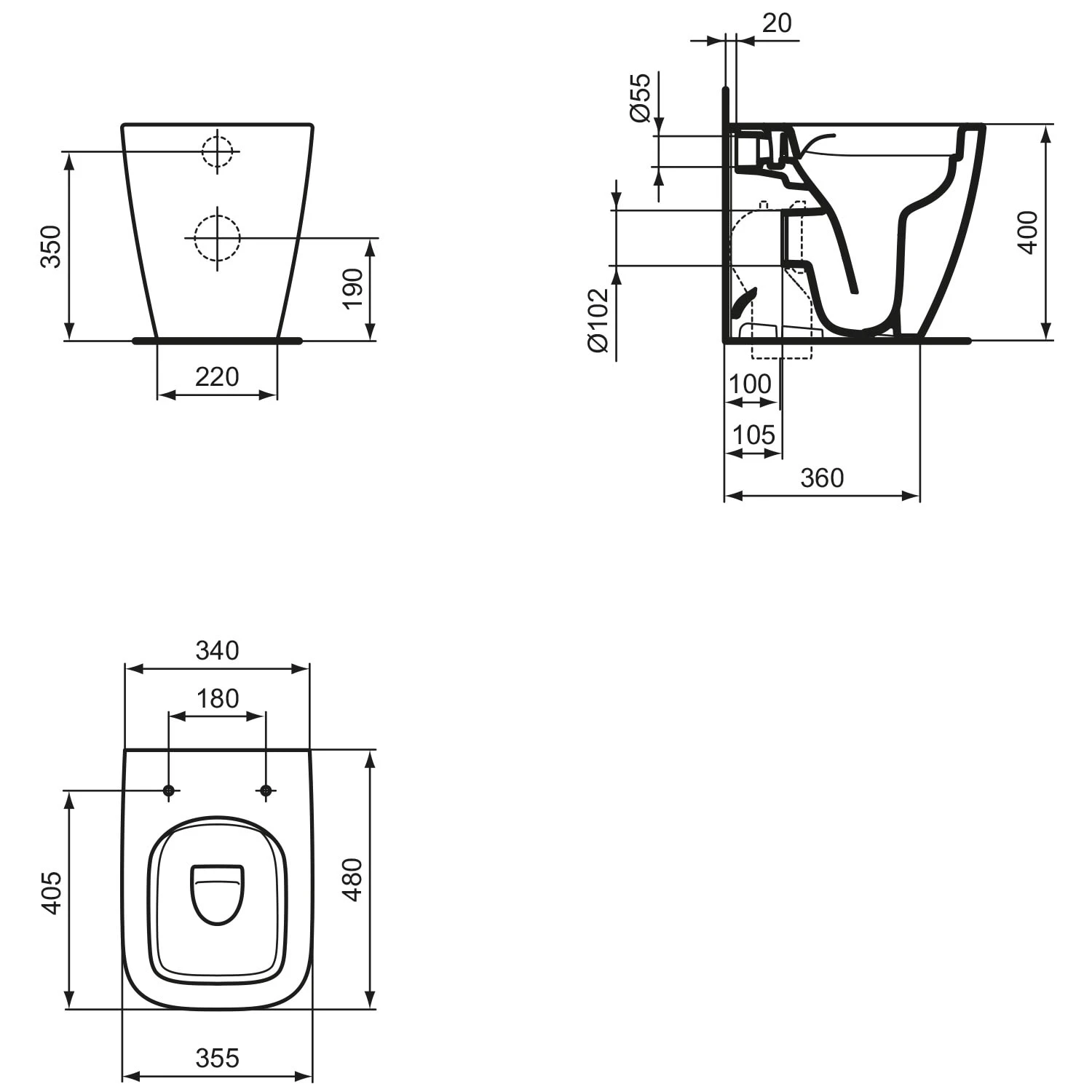 Ideal Standard I.life S Standtiefspül-WC Eckig Ohne Spülrand 4 Ideal Standard I.life S Standtiefspül-WC Eckig Ohne Spülrand – Bild 4