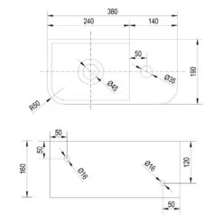 Kronenbach Stone Handwaschbecken 38 X 19 Cm, Becken Links Mit Hahnlochbohrung