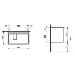 LAUFEN LANI Waschtischunterschrank 75 Cm Mit 2 Auszügen
