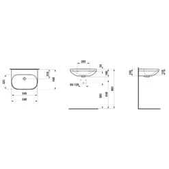 LAUFEN LUA Waschtisch 60 X 46 Cm Ohne Hahnloch, Mit Überlauf, Nicht Unterbaufähig