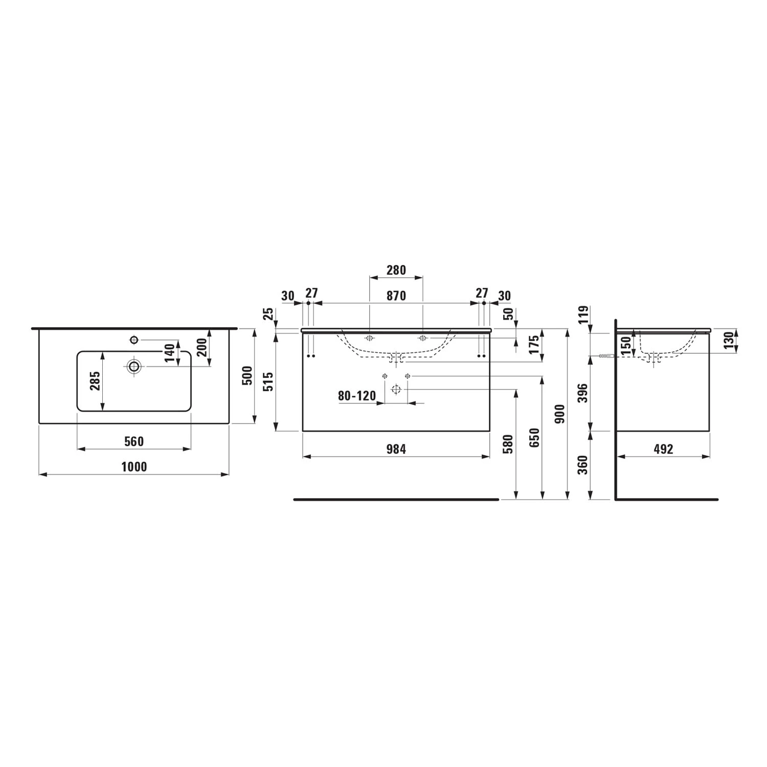LAUFEN PRO Set LANI Waschtish Mit Überlauf, Inkl. Waschtischunterbau 100 Cm 1 LAUFEN PRO Set LANI Waschtish Mit Überlauf, Inkl. Waschtischunterbau 100 Cm