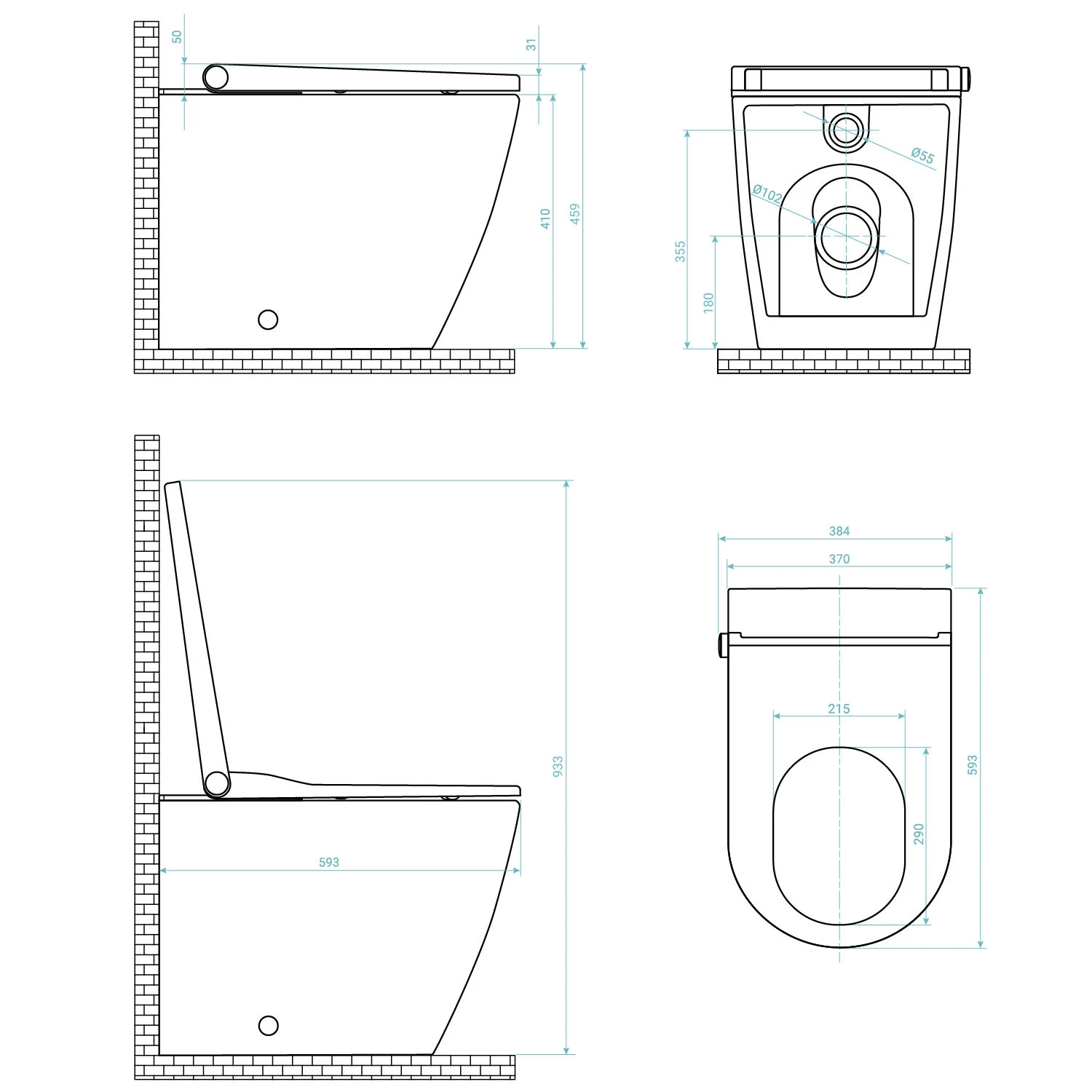 Memphis Dusch-WC Komplettset Basic Inkl. Spülwand, Bodenstehend 3 Memphis Dusch-WC Komplettset Basic Inkl. Spülwand, Bodenstehend – Bild 3