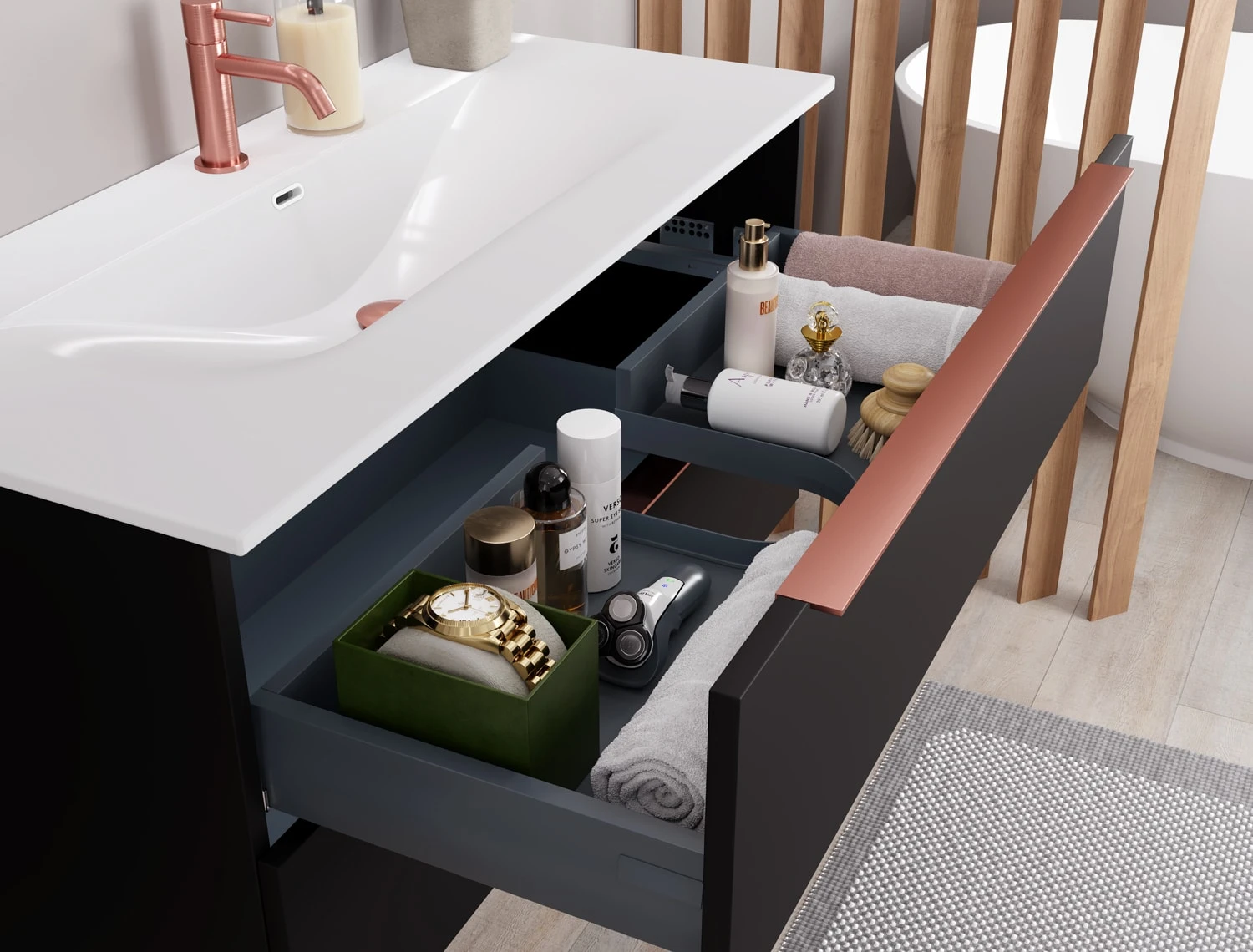 Pianura Lucia Badmöbel Set 62 Cm Mit LED-Lichtspiegel 3 Pianura Lucia Badmöbel Set 62 Cm Mit LED-Lichtspiegel – Bild 3