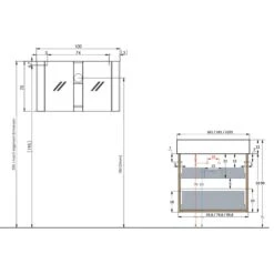 Pianura Stella Badmöbel Set 102 Cm Mit LED-Spiegelschrank, Ohne Hahnloch -Badmöbel Verkäufe pianura stella badmoebel sets 100 cm 10358048