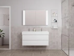 Pianura Stella Badmöbel Set 122 Cm Mit LED-Spiegelschrank, Mit 2 Hahnlöchern -Badmöbel Verkäufe pianura stella badmoebel sets 121 cm 10233569