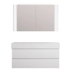 Pianura Stella Badmöbel Set 122 Cm Mit LED-Spiegelschrank, Mit 2 Hahnlöchern