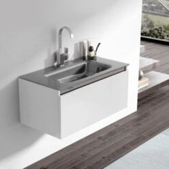 Progettobagno Helen 90 Ersatz -Glaswaschtisch Grau