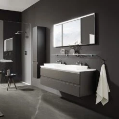 Puris B • Straight Mineralgussplatte 141,2 Cm Mit 2 Aufsatzwaschtischen Je 49 Cm