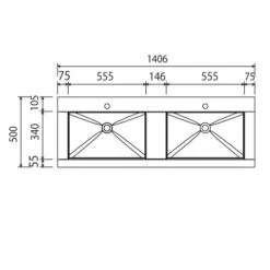 Puris B • Straight Mineralguss Doppelwaschtisch 140,6 Cm
