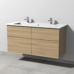 Sanipa 3way Möbelset-2 Inkl. Spiegelschrank "MALTE", 120 Cm, Mit Push To Open, Doppelwaschtisch