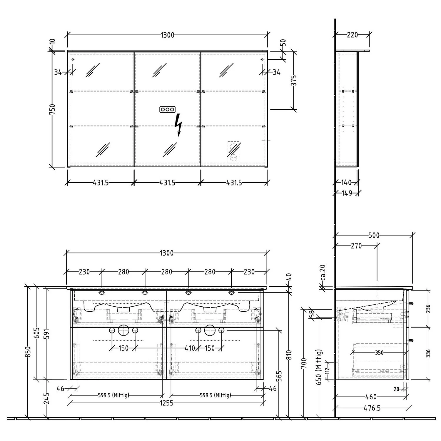 Sanipa 3way Möbelset Inkl. Spiegelschrank "MALTE", 130 Cm 4 Sanipa 3way Möbelset Inkl. Spiegelschrank "MALTE", 130 Cm – Bild 4