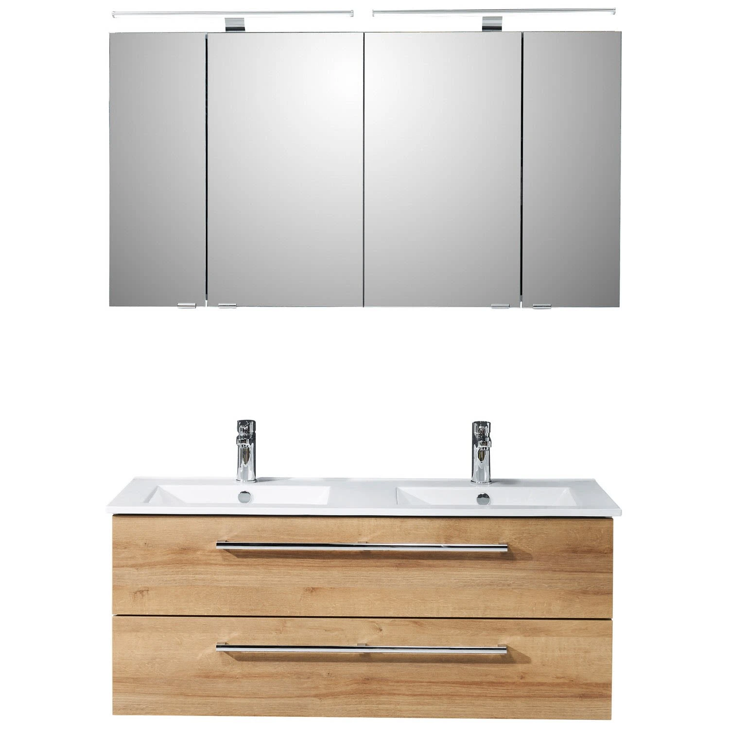 Steinkamp Life 2.0 Badmöbel Set 121 Cm Mit LED-Spiegelschrank, Doppelwaschtisch 1 Steinkamp Life 2.0 Badmöbel Set 121 Cm Mit LED-Spiegelschrank, Doppelwaschtisch