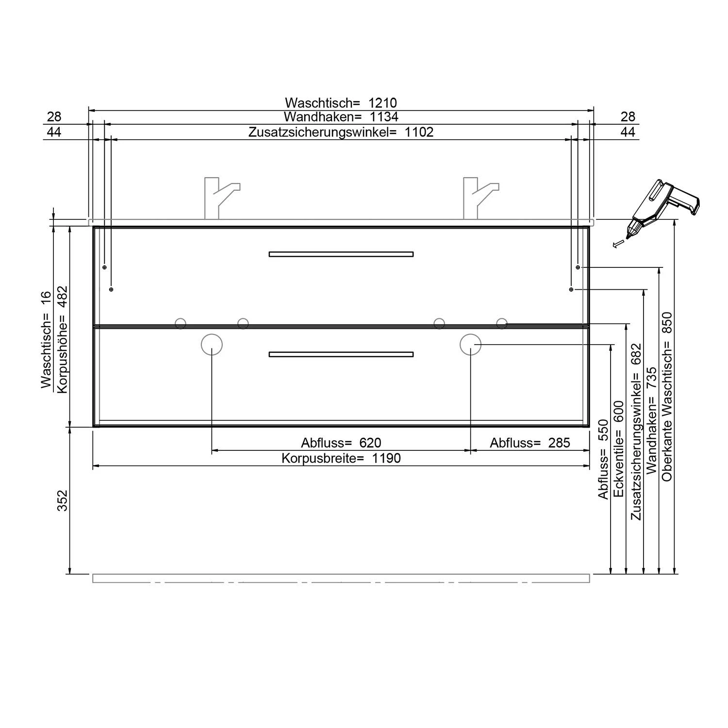 Steinkamp Life 2.0 Badmöbel Set 121 Cm Mit LED-Spiegelschrank, Doppelwaschtisch 4 Steinkamp Life 2.0 Badmöbel Set 121 Cm Mit LED-Spiegelschrank, Doppelwaschtisch – Bild 4