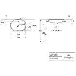 Villeroy & Boch Architectura Einbauwaschbecken 60 X 45 X 17 Cm, Oval, Ohne Überlauf, Ungeschliffen -Badmöbel Verkäufe villeroy boch alle kollektionen architectura waschtische 8730716