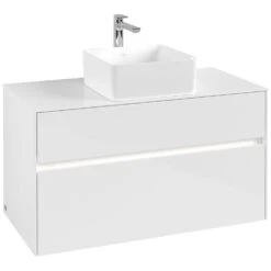 Villeroy & Boch Collaro Waschtischunterschrank 100 X 54,8 Cm Mit 2 Auszügen Und LED Licht, Für WT Mittig