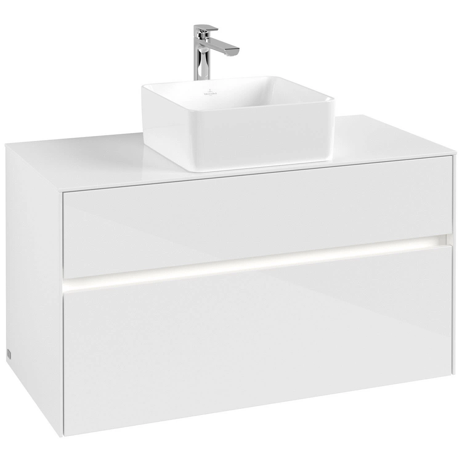 Villeroy & Boch Collaro Waschtischunterschrank 100 X 54,8 Cm Mit 2 Auszügen Und LED Licht, Für WT Mittig 1 Villeroy & Boch Collaro Waschtischunterschrank 100 X 54,8 Cm Mit 2 Auszügen Und LED Licht, Für WT Mittig