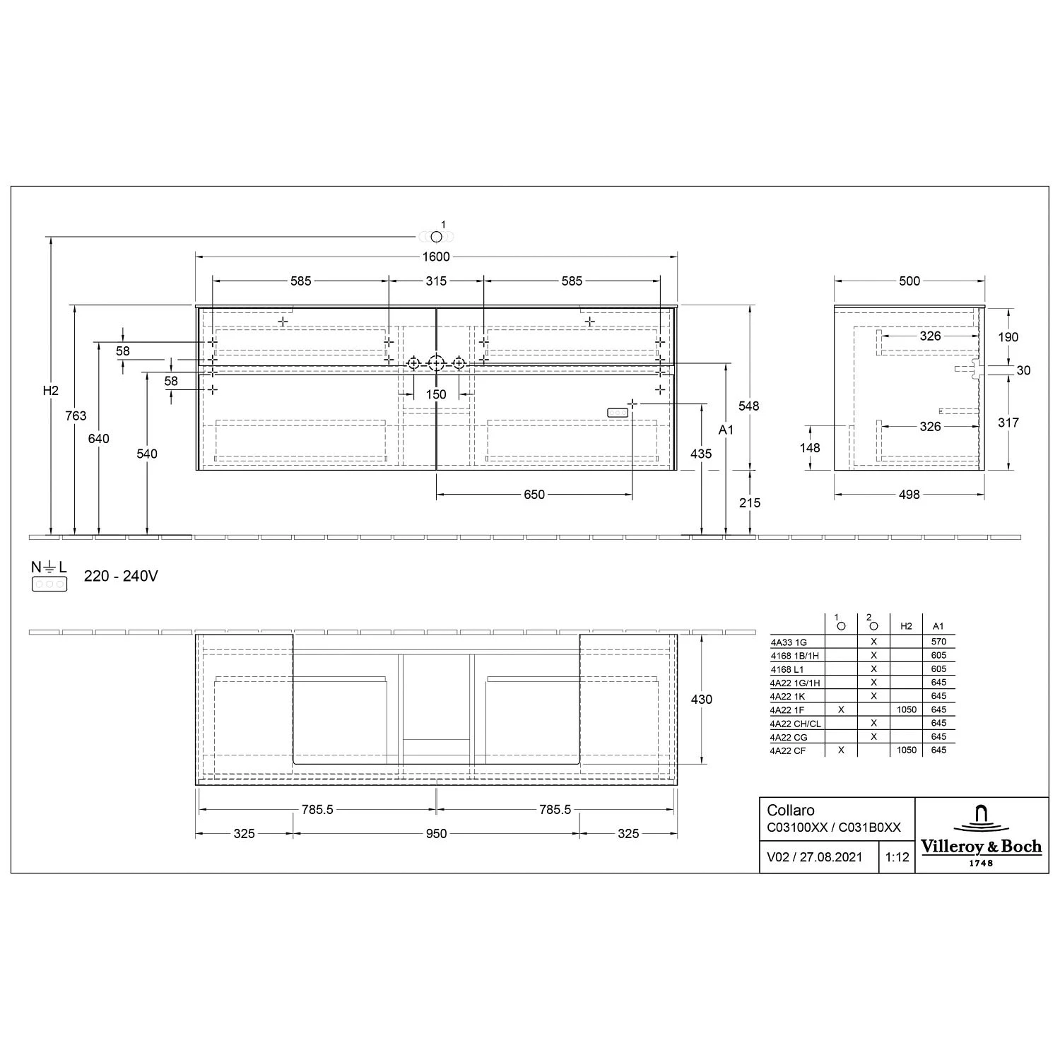 Villeroy & Boch Collaro Waschtischunterschrank 160 X 54,8 Cm Mit 4 Auszügen Und LED Licht, Für WT Mittig 4 Villeroy & Boch Collaro Waschtischunterschrank 160 X 54,8 Cm Mit 4 Auszügen Und LED Licht, Für WT Mittig – Bild 4