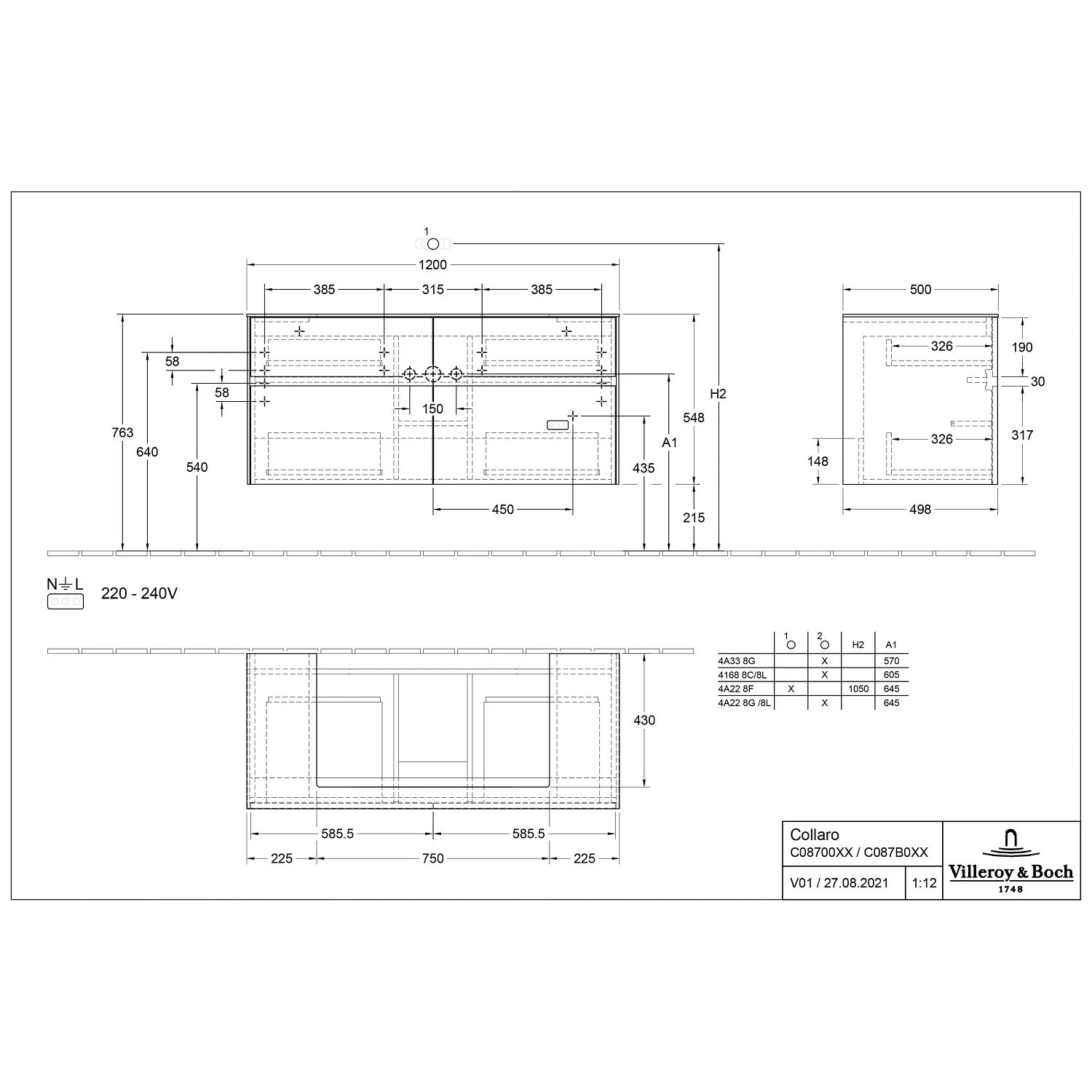 Villeroy & Boch Collaro Waschtischunterschrank 120 X 54,8 Cm Mit 4 Auszügen, Für WT Mittig 4 Villeroy & Boch Collaro Waschtischunterschrank 120 X 54,8 Cm Mit 4 Auszügen, Für WT Mittig – Bild 4
