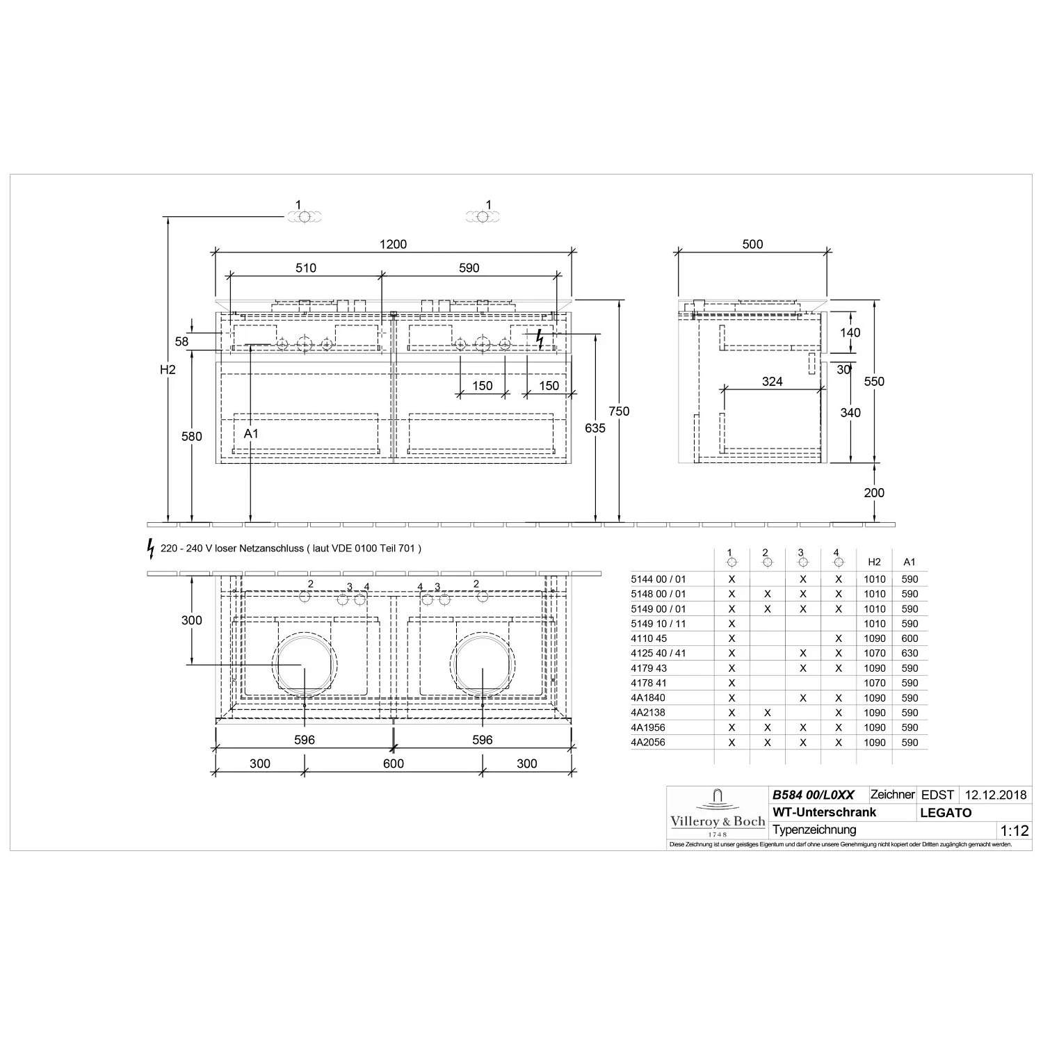 Villeroy & Boch Legato Waschtischunterschrank 120 Cm Mit 4 Auszügen Und LED-Beleuchtung 4 Villeroy & Boch Legato Waschtischunterschrank 120 Cm Mit 4 Auszügen Und LED-Beleuchtung – Bild 4