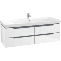 Villeroy & Boch Subway 2.0 Waschtischunterschrank 128,7 Cm, Griffe Chromfarbig Glänzend, 4 Auszüge