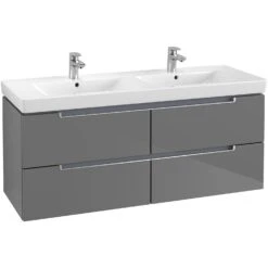 Villeroy & Boch Subway 2.0 Waschtischunterschrank XL 128,7 Cm, Griffe Silberfarbig Matt, 4 Auszüge