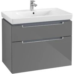 Villeroy & Boch Subway 2.0 Waschtischunterschrank XXL 78,7 Cm, Griffe Silberfarbig Matt, 2 Auszüge