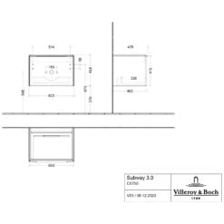 Villeroy & Boch Subway 3.0 Badmöbel-Set 65 Cm, Griff Volcano Black, 1 Auszug -Badmöbel Verkäufe villeroy boch alle kollektionen subway 3 10292519
