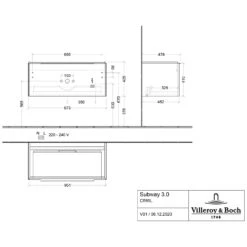 Villeroy & Boch Subway 3.0 Badmöbel-Set 100 Cm Mit Beleuchtung, Griff In Möbelfarbe, 1 Auszug -Badmöbel Verkäufe villeroy boch alle kollektionen subway 3 10315454