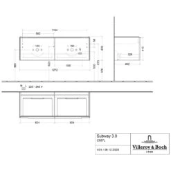 Villeroy & Boch Subway 3.0 Badmöbel-Set 130 Cm Mit Beleuchtung, 2 Auszüge, Doppelwaschtisch -Badmöbel Verkäufe villeroy boch alle kollektionen subway 3 10406048