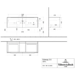Villeroy & Boch Subway 3.0 Badmöbel-Set 130 Cm Mit Beleuchtung, Griff Volcano Black, 2 Auszüge -Badmöbel Verkäufe villeroy boch alle kollektionen subway 3 10407992