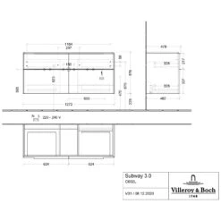 Villeroy & Boch Subway 3.0 Badmöbel-Set 130 Cm Mit Beleuchtung, Griff In Möbelfarbe, 4 Auszüge, WT Für 2 Armaturen -Badmöbel Verkäufe villeroy boch alle kollektionen subway 3 10408796