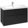 Villeroy & Boch Subway 3.0 Waschtischunterschrank 97,3 Cm, 2 Auszüge, Griffe Volcano Black, Mit LED-Licht