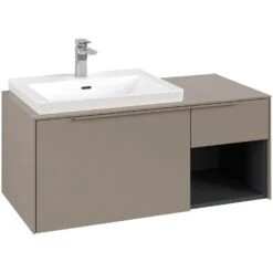 Villeroy & Boch Subway 3.0 Waschtischunterschrank 100,1 Cm, 2 Auszüge + Regal Rechts, Griffe Monochrom, Ohne LED-Licht