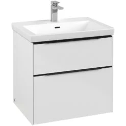 Villeroy & Boch Subway 3.0 Waschtischunterschrank 62,2 Cm, 2 Auszüge, Griffe Volcano Black, Mit LED-Licht
