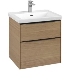 Villeroy & Boch Subway 3.0 Waschtischunterschrank 57,2 Cm, 2 Auszüge, Griffe Volcano Black, Ohne LED-Licht