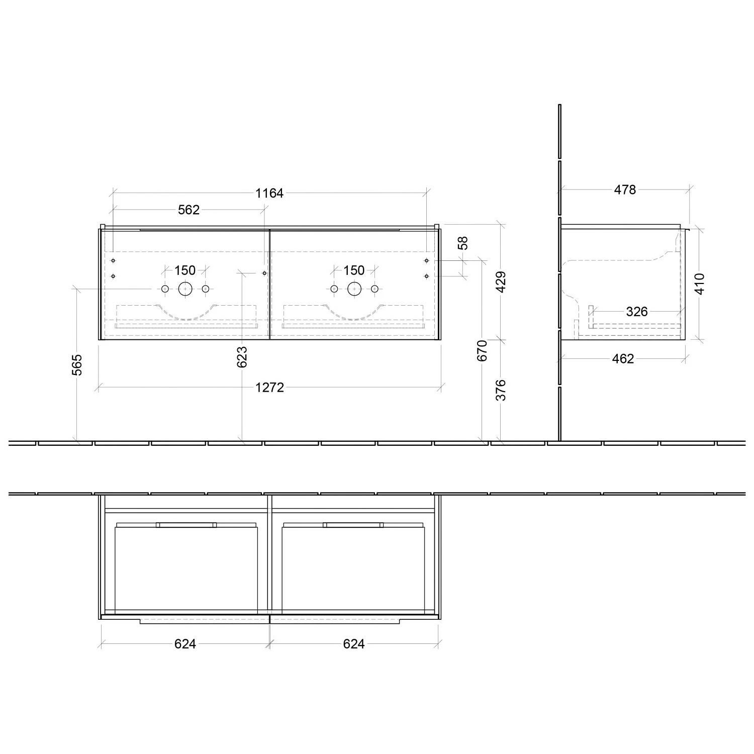 Villeroy & Boch Subway 3.0 Waschtischunterschrank 127,2 Cm, 2 Auszüge, Griffe Glänzend, Ohne LED-Licht, Für Doppel-Waschtisch 4 Villeroy & Boch Subway 3.0 Waschtischunterschrank 127,2 Cm, 2 Auszüge, Griffe Glänzend, Ohne LED-Licht, Für Doppel-Waschtisch – Bild 4